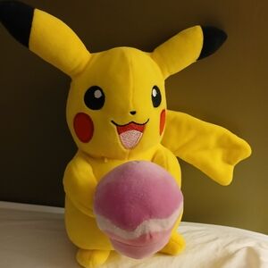 Pokemon/ Pikachu Holding A Pink Cupcake. #PLUSH TOY.